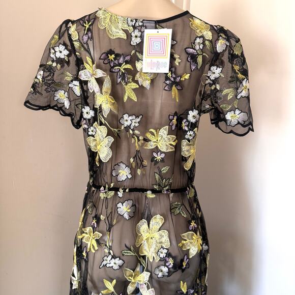 Lularoe Deanne II Sheer Mesh Flower Embroidered Maxi Dress Fairy Whimsigoth sz L - Picture 5 of 10